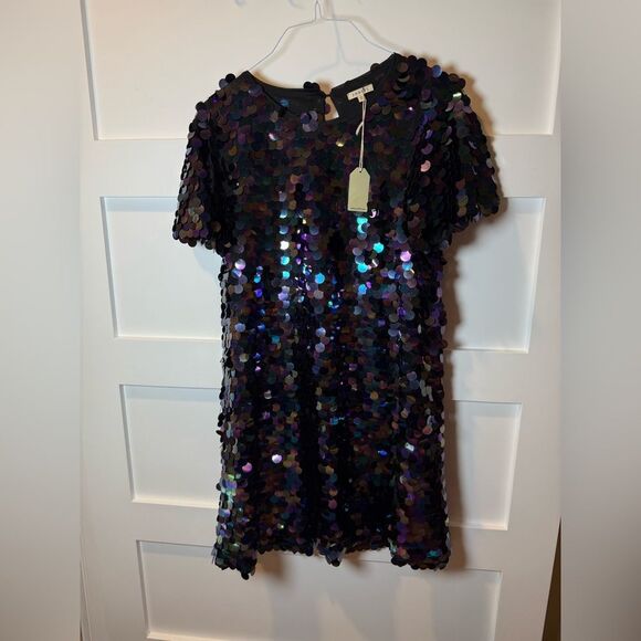 New JODIFL Black and Purple Iridescent Sequin Dress - Picture 3 of 7